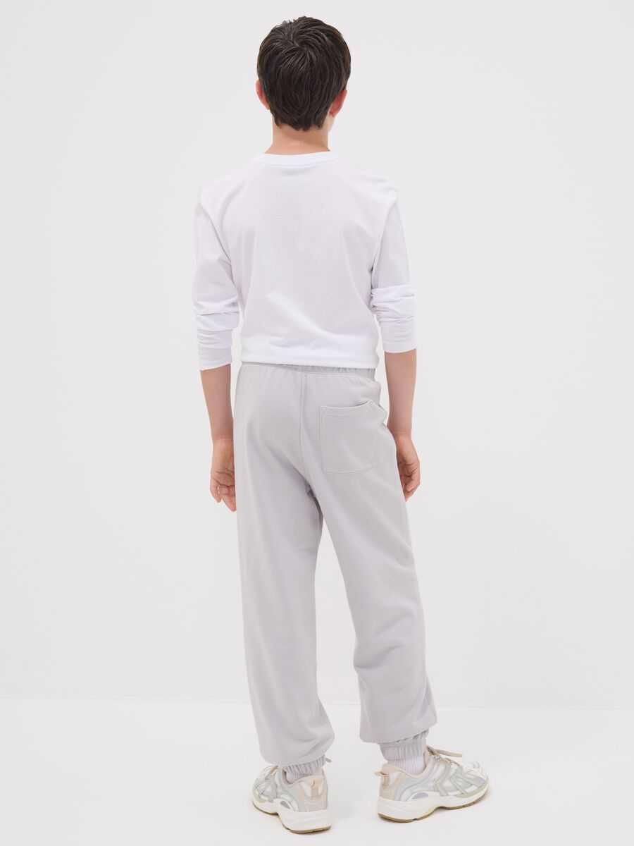 Grey pure organic cotton jogger trousers for boys, relaxed fit_1