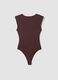 Brown stretch bodysuit with ruching, regular fit_2