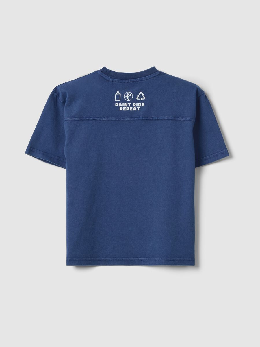 T-shirt in puro cotone blu da bambino regular fit con patch_1