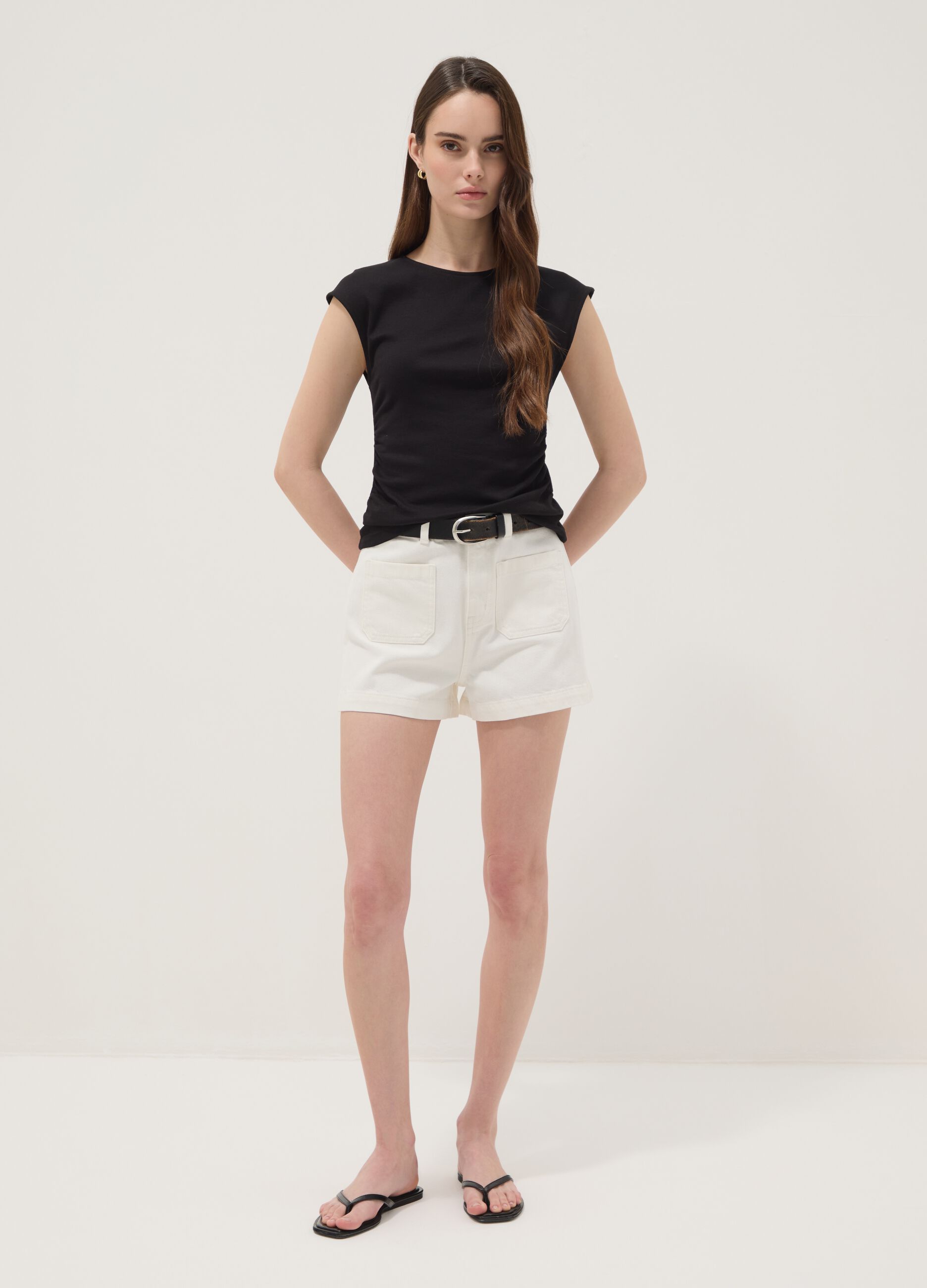 White pure cotton Bermuda shorts