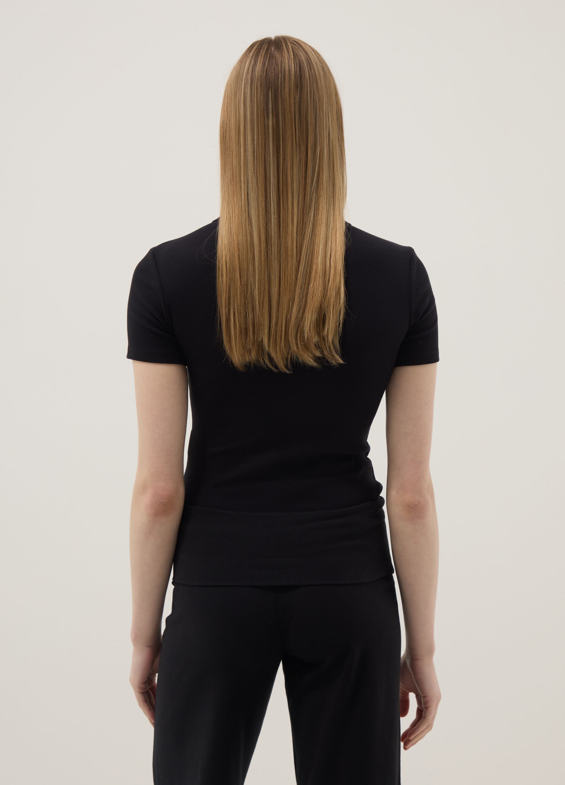 Black slim fit stretch cotton top