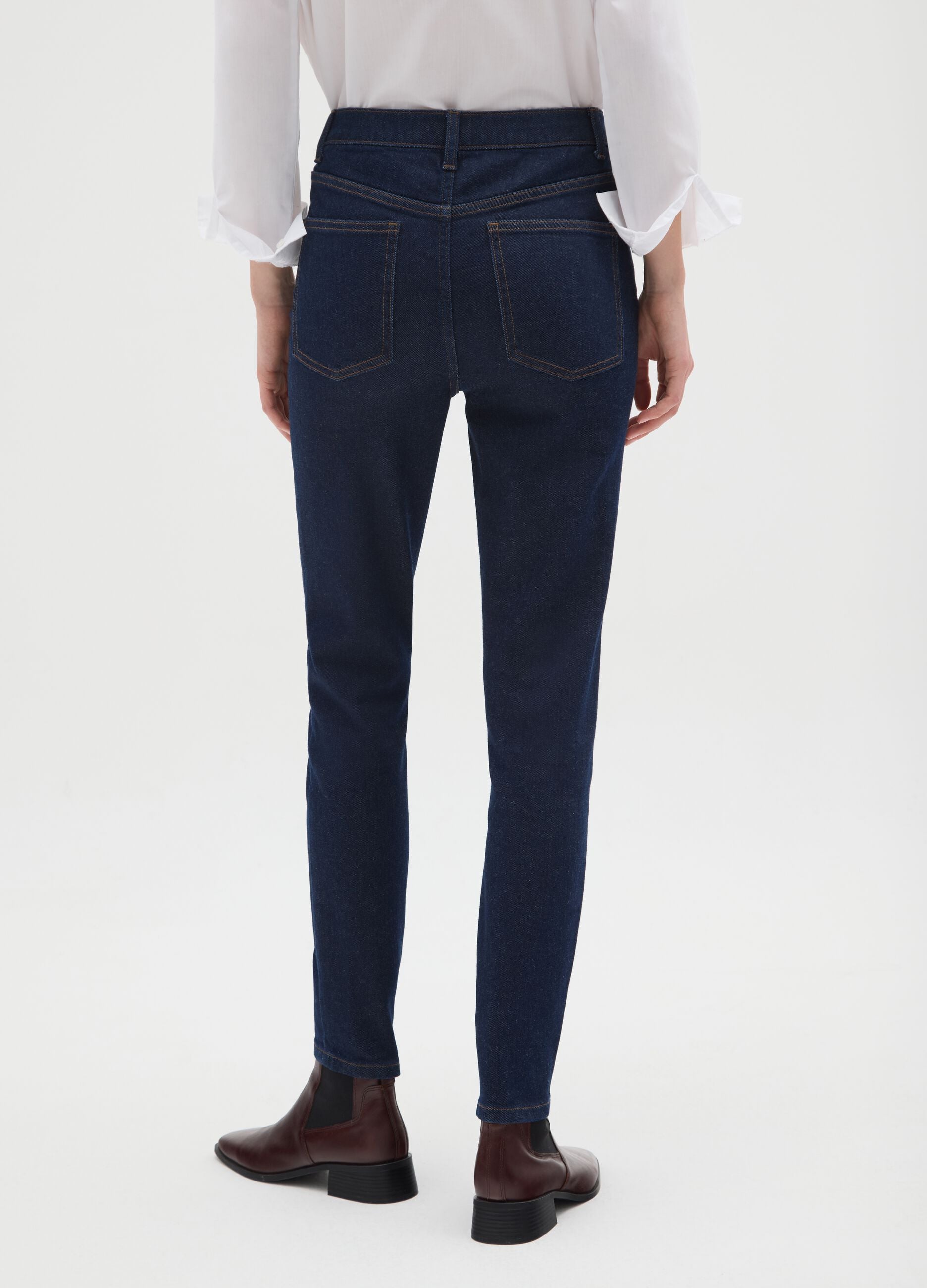 High-waisted stretch cotton blue skinny jeans