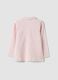 Pink stretch organic cotton polo shirt with ruffle details for baby girl_1