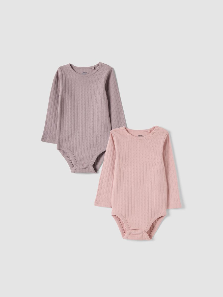 2-pack pink and purple ribbed organic cotton bodysuits_0