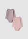 2-pack pink and purple ribbed organic cotton bodysuits_0