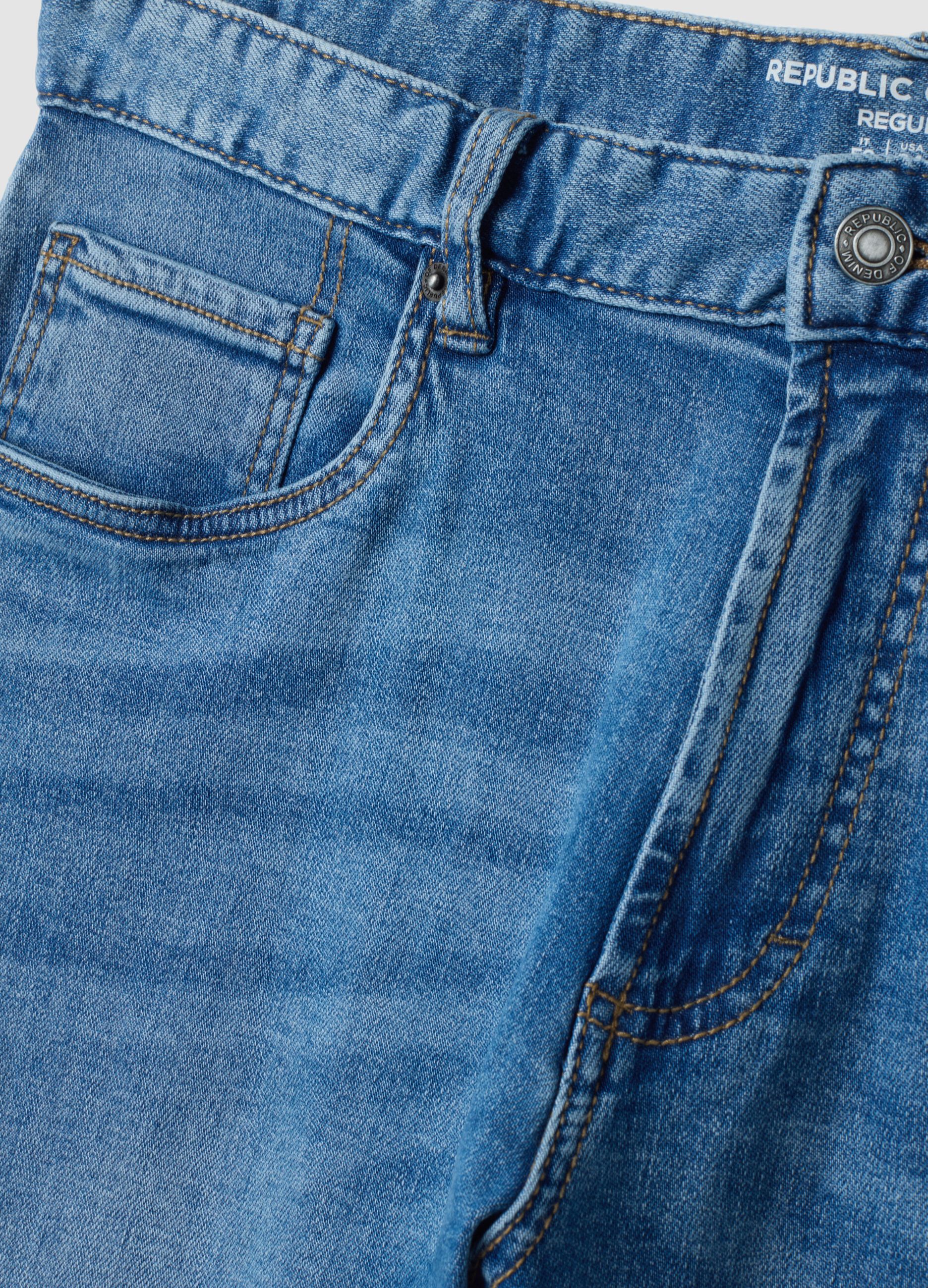 Blue stretch-cotton denim jeans, regular fit