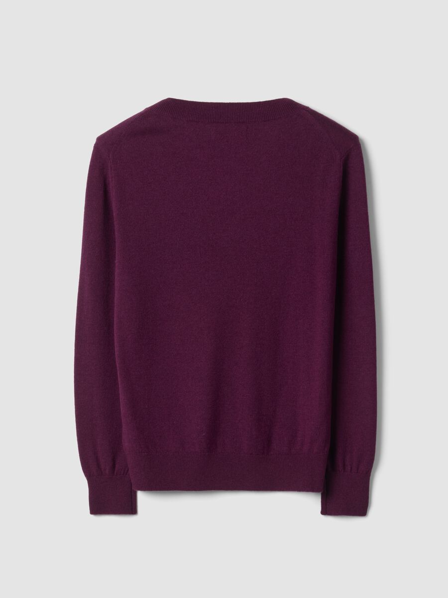 Purple pure wool jumper with deep V-neck_2