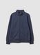 Grey cotton-blend sweatshirt with crew neck and zip, regular fit_0
