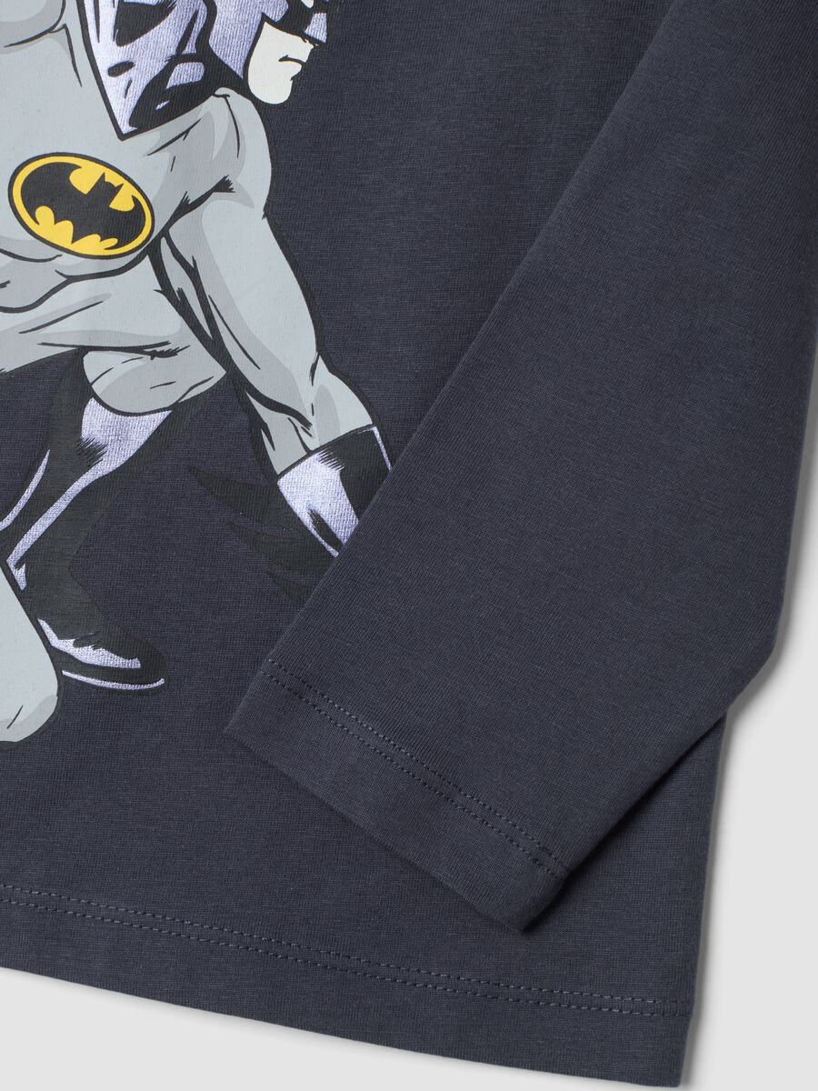 Blue pure cotton Batman print oversized T-shirt_3