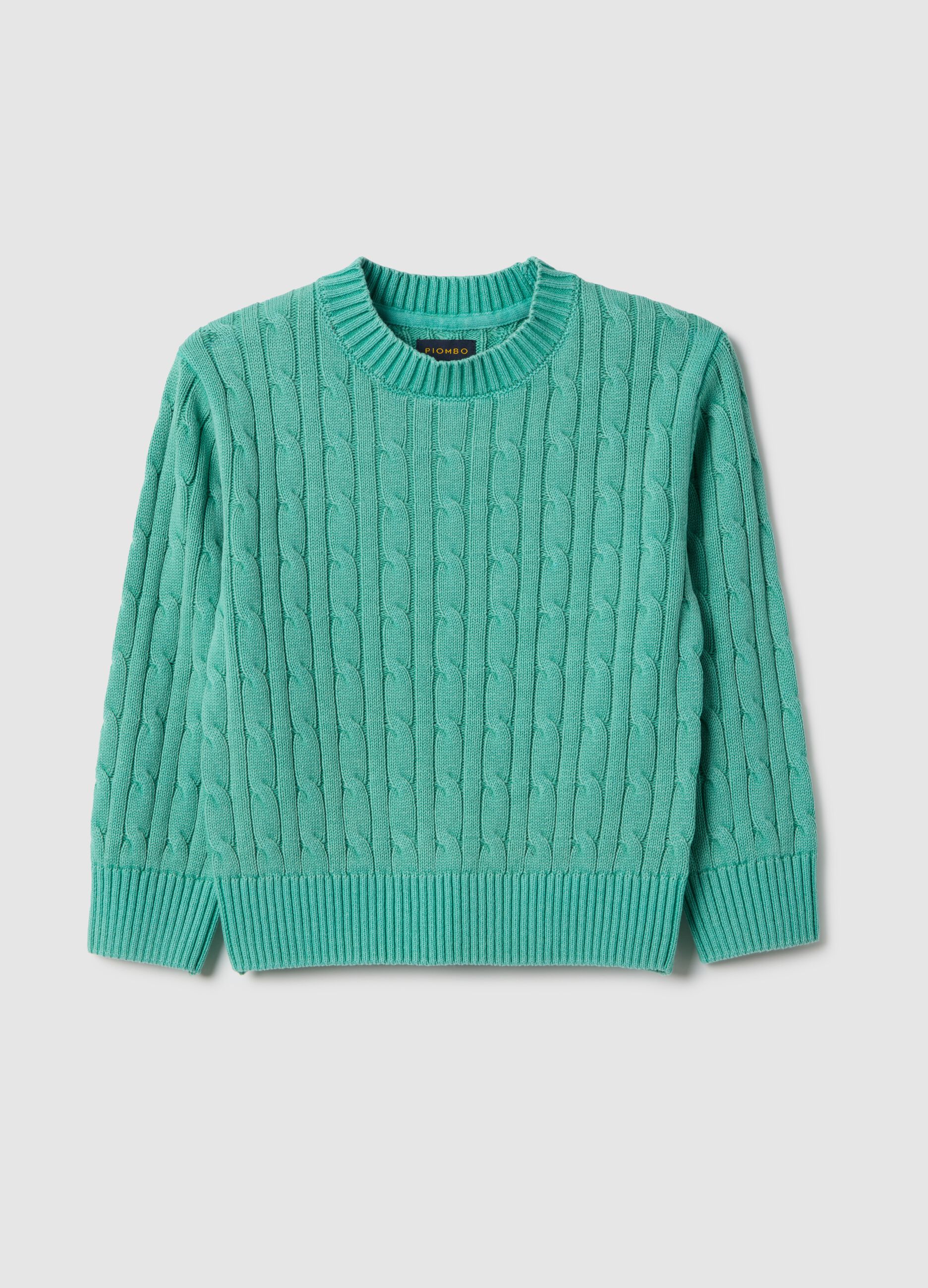 Green pure cotton regular fit pullover for children