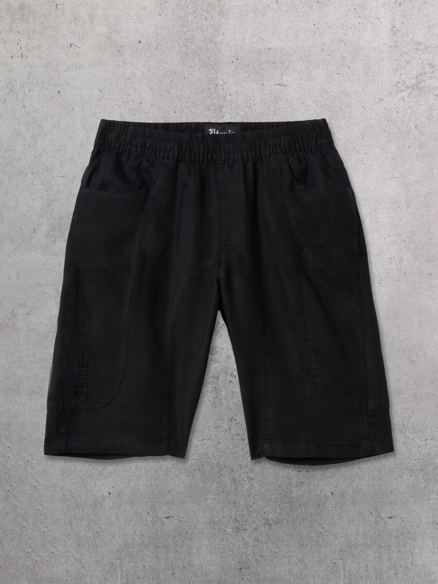 100% Linen Shorts Black_0