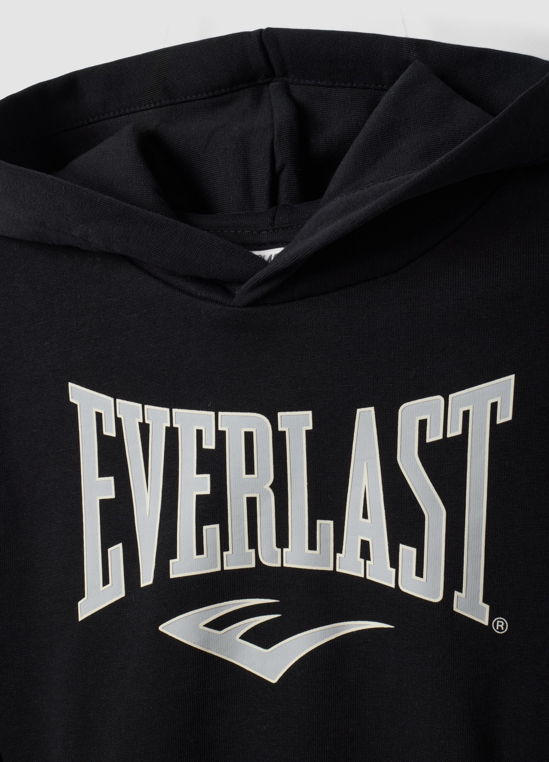 Black pure cotton hooded sweatshirt with decorative prints for boys