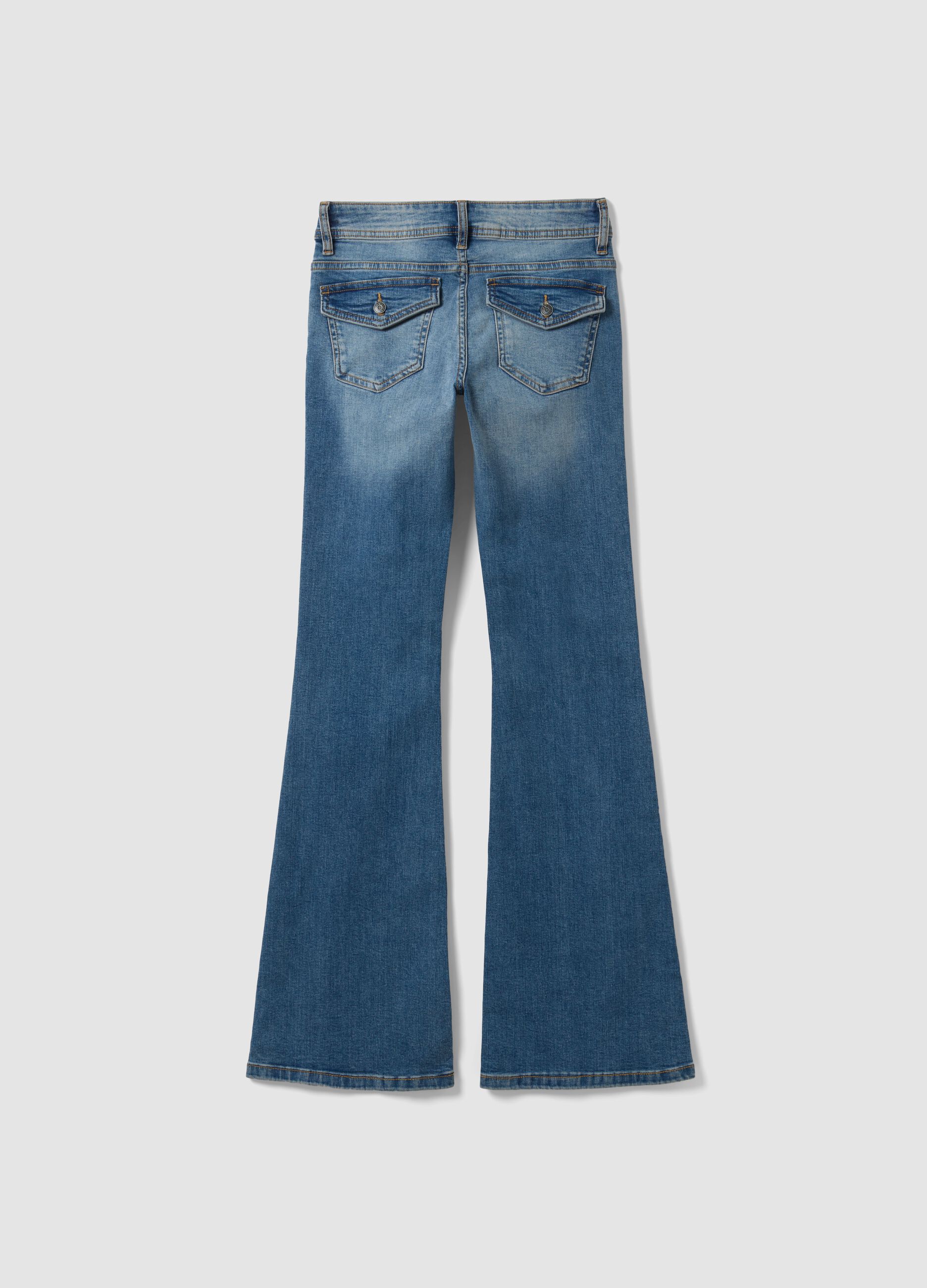 Blue stretch cotton flare jeans