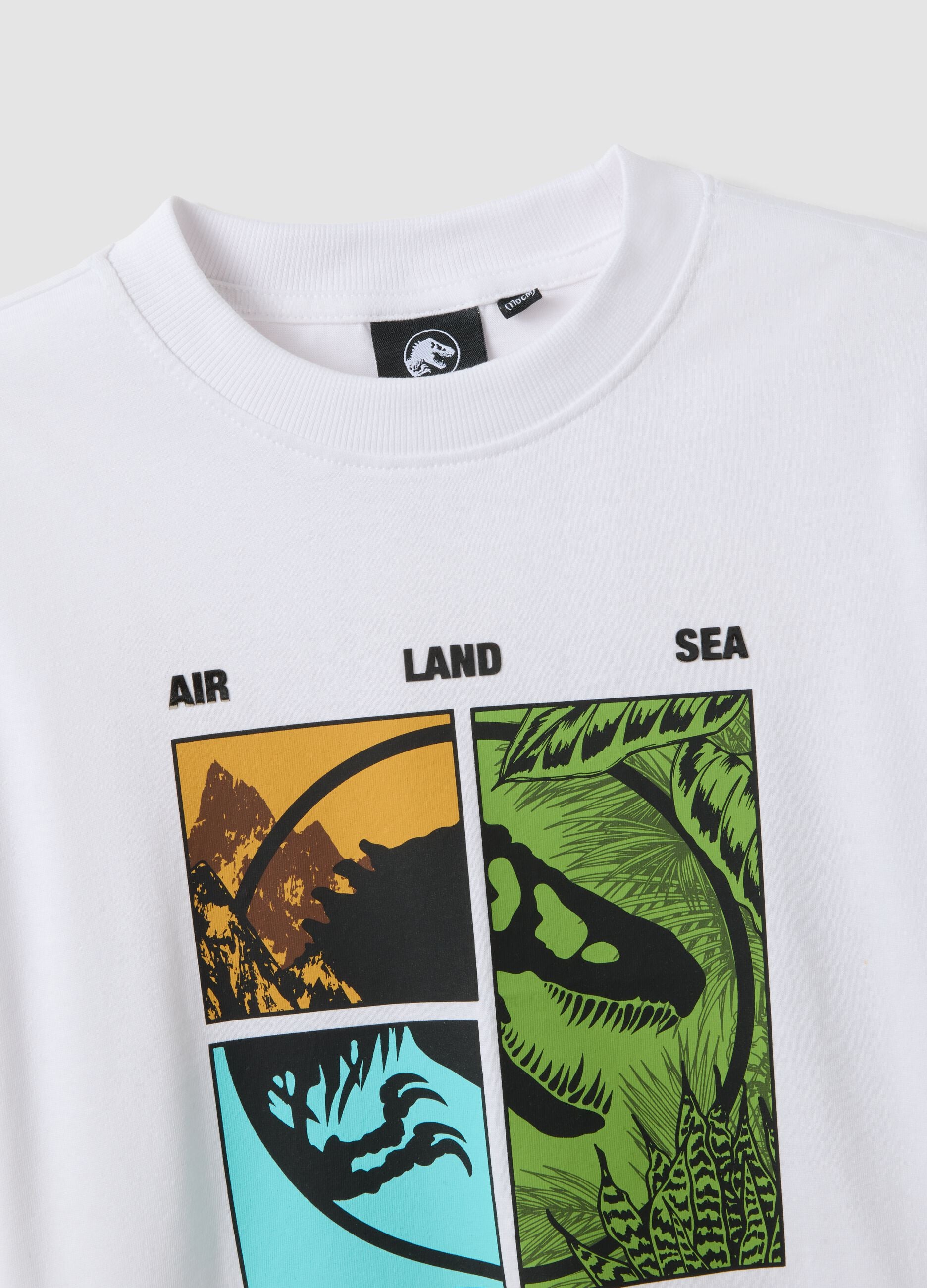 Children's oversized white pure cotton T-shirt with print