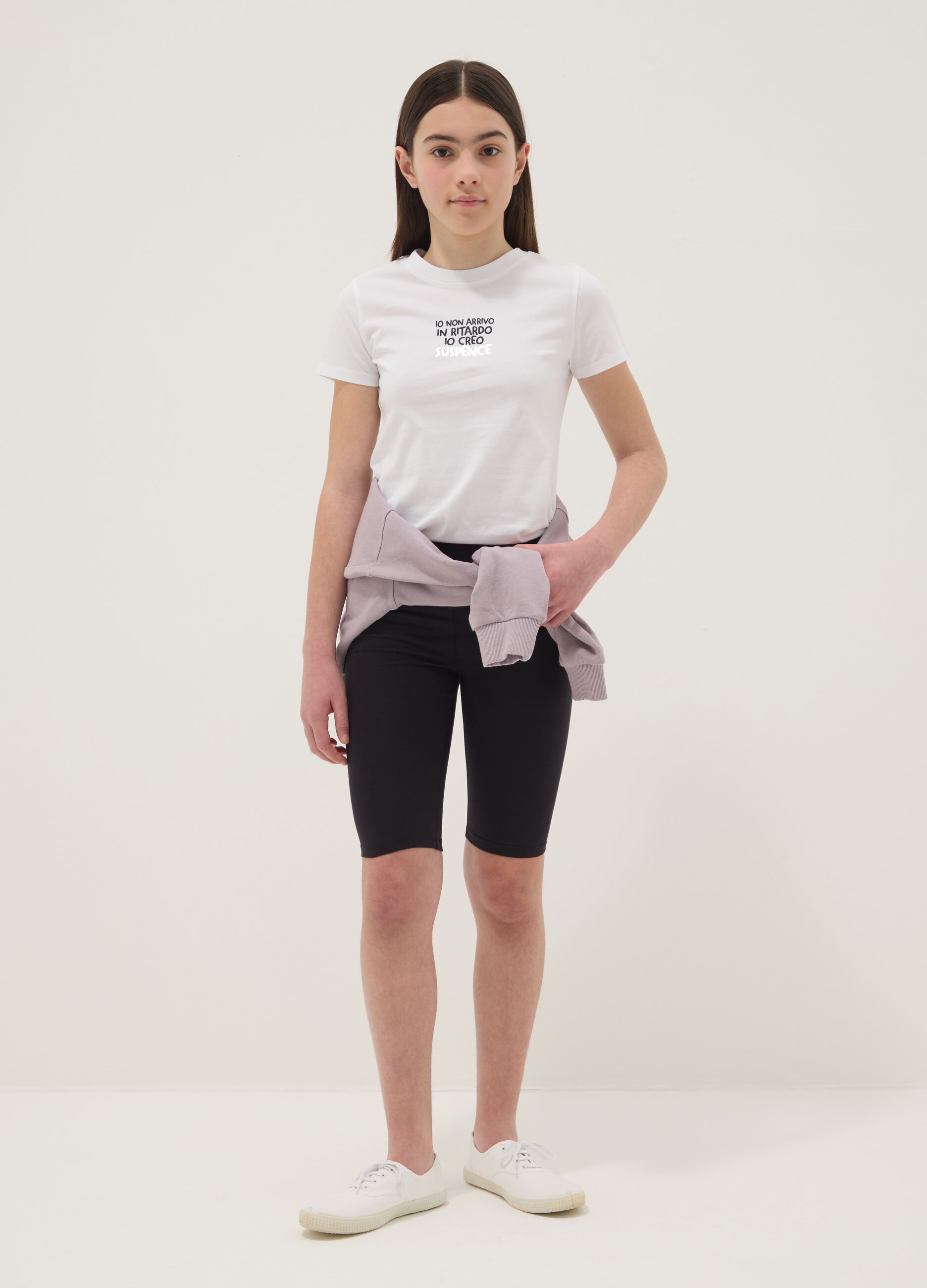 Girls&rsquo; black skinny cycling shorts in stretch cotton