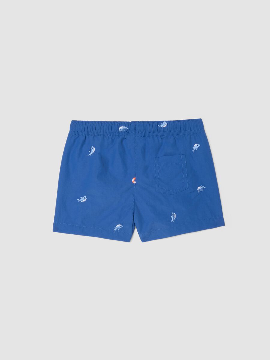 Costume boxer azzurro mare con stampa pesci per bimbo_1