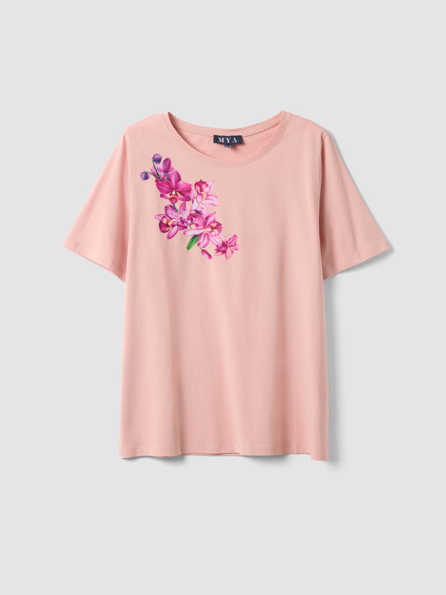 Pink pure cotton regular fit t-shirt with print_0
