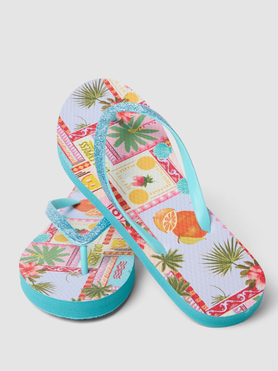 Infradito azzurre multicolor con stampa tropicale_2