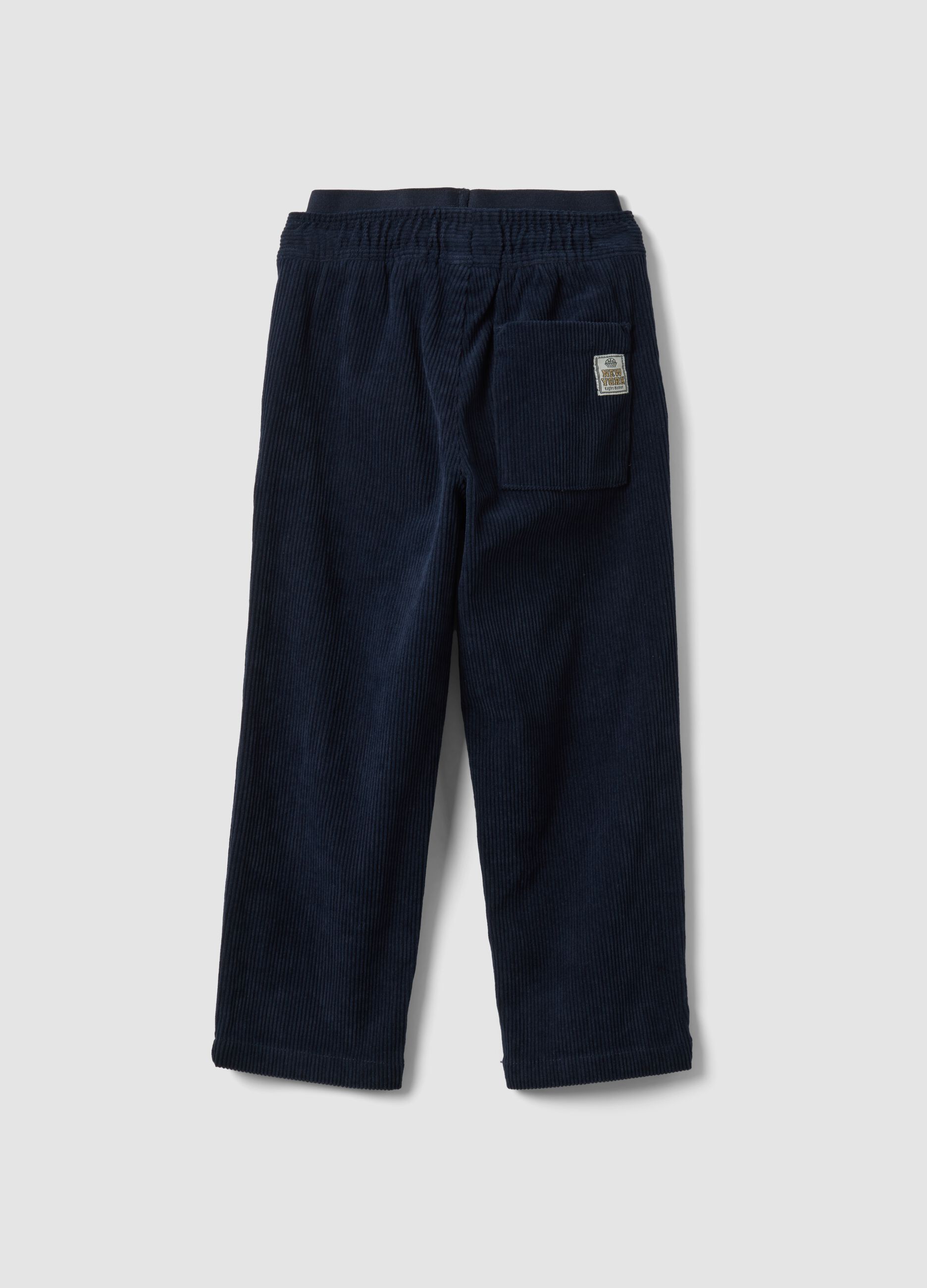 Blue ribbed regular-fit joggers with elasticated waist