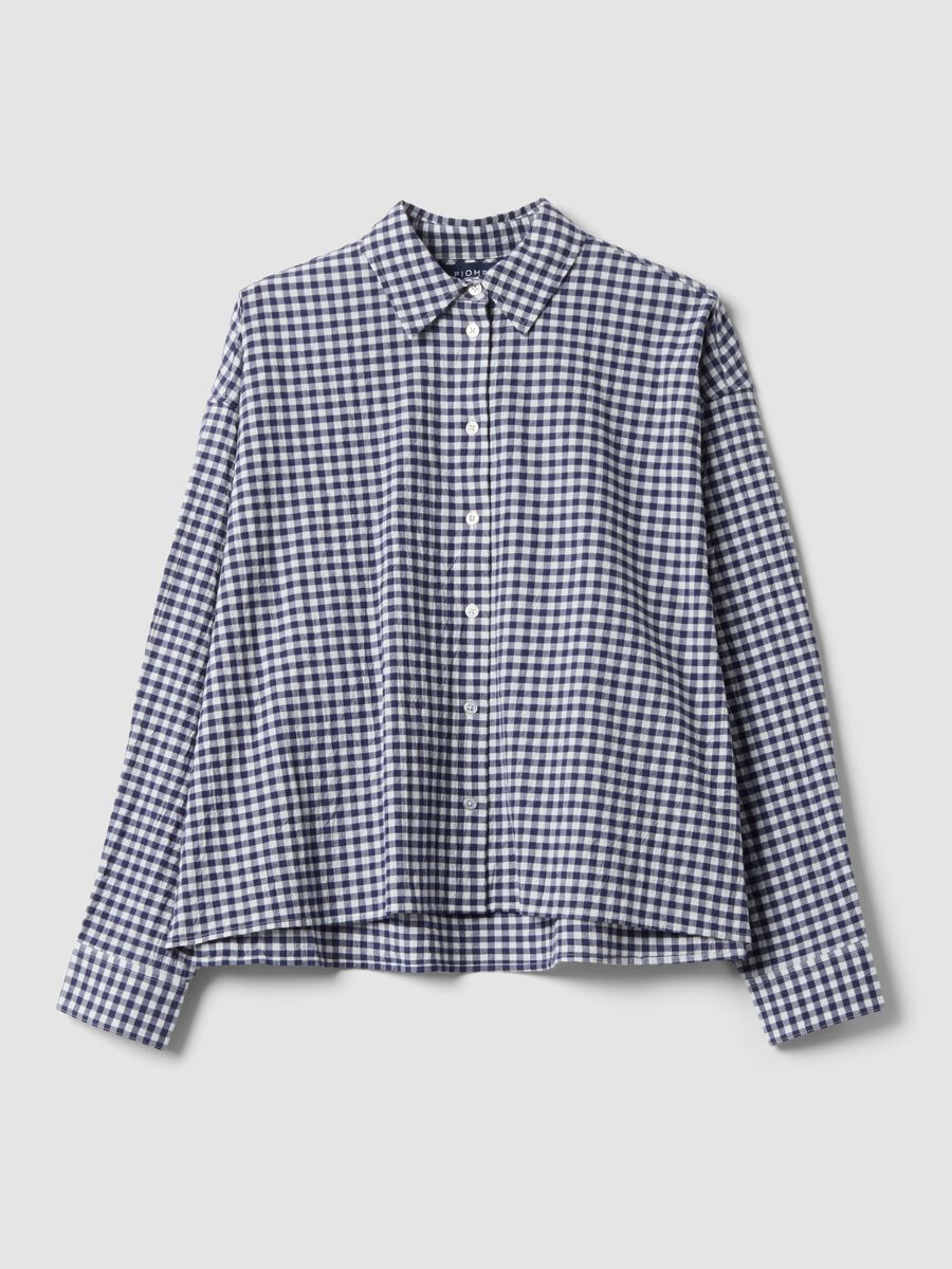 Blue checked regular-fit stretch cotton shirt_4