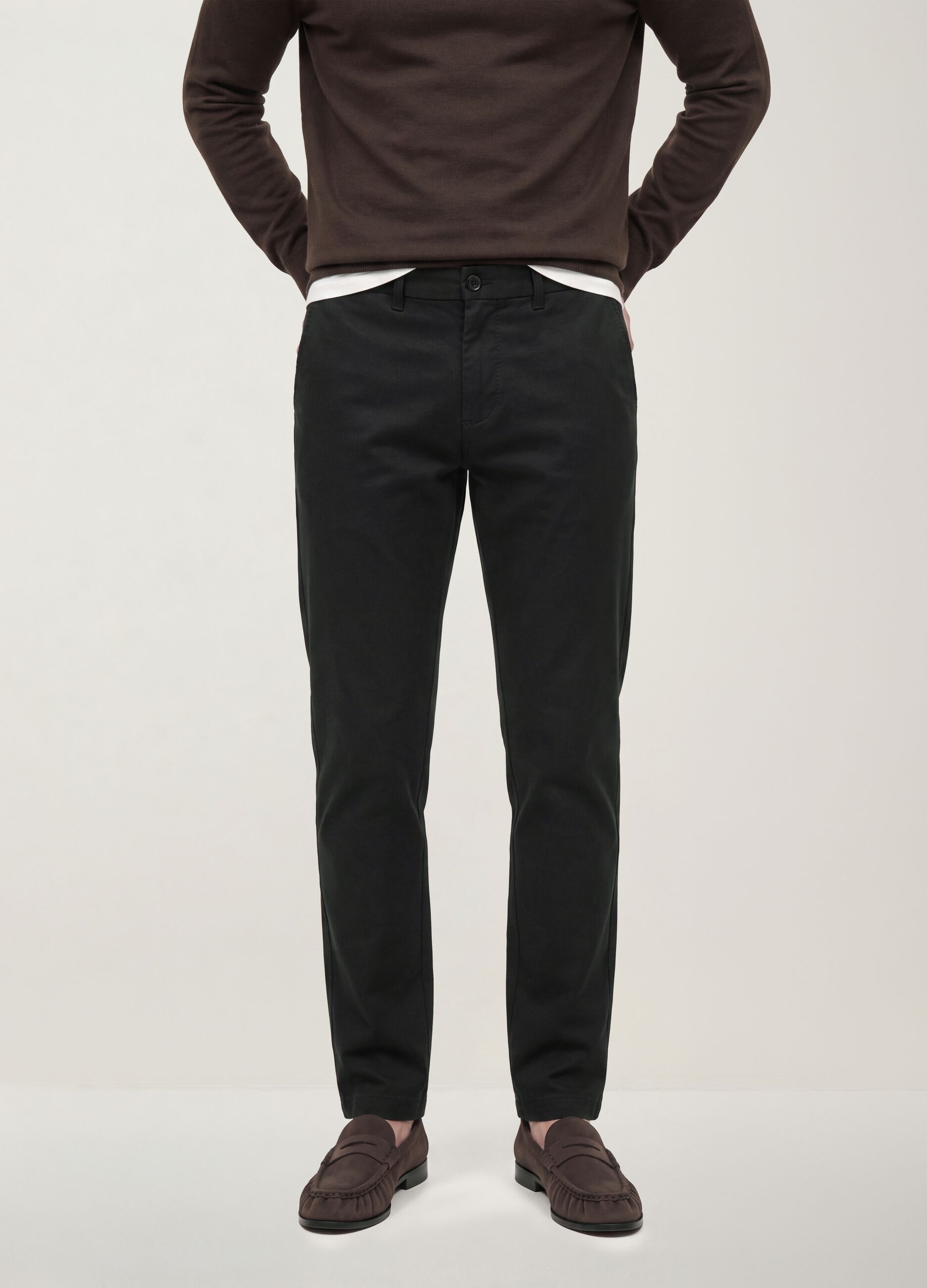 Black slim-fit chino trousers in lyocell and stretch cotton