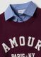 Maglia viola in misto viscosa e lana con scollo a V e inserto camicia_5