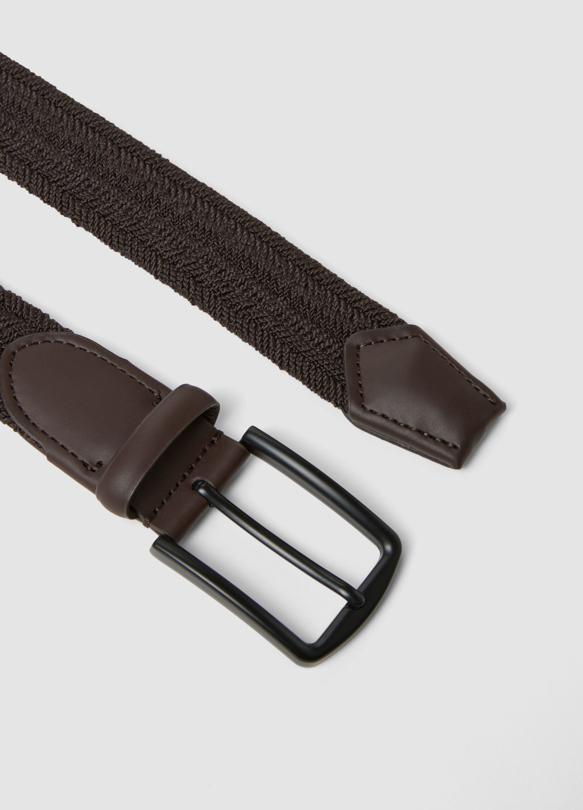 Brown braided belt with matte buckle