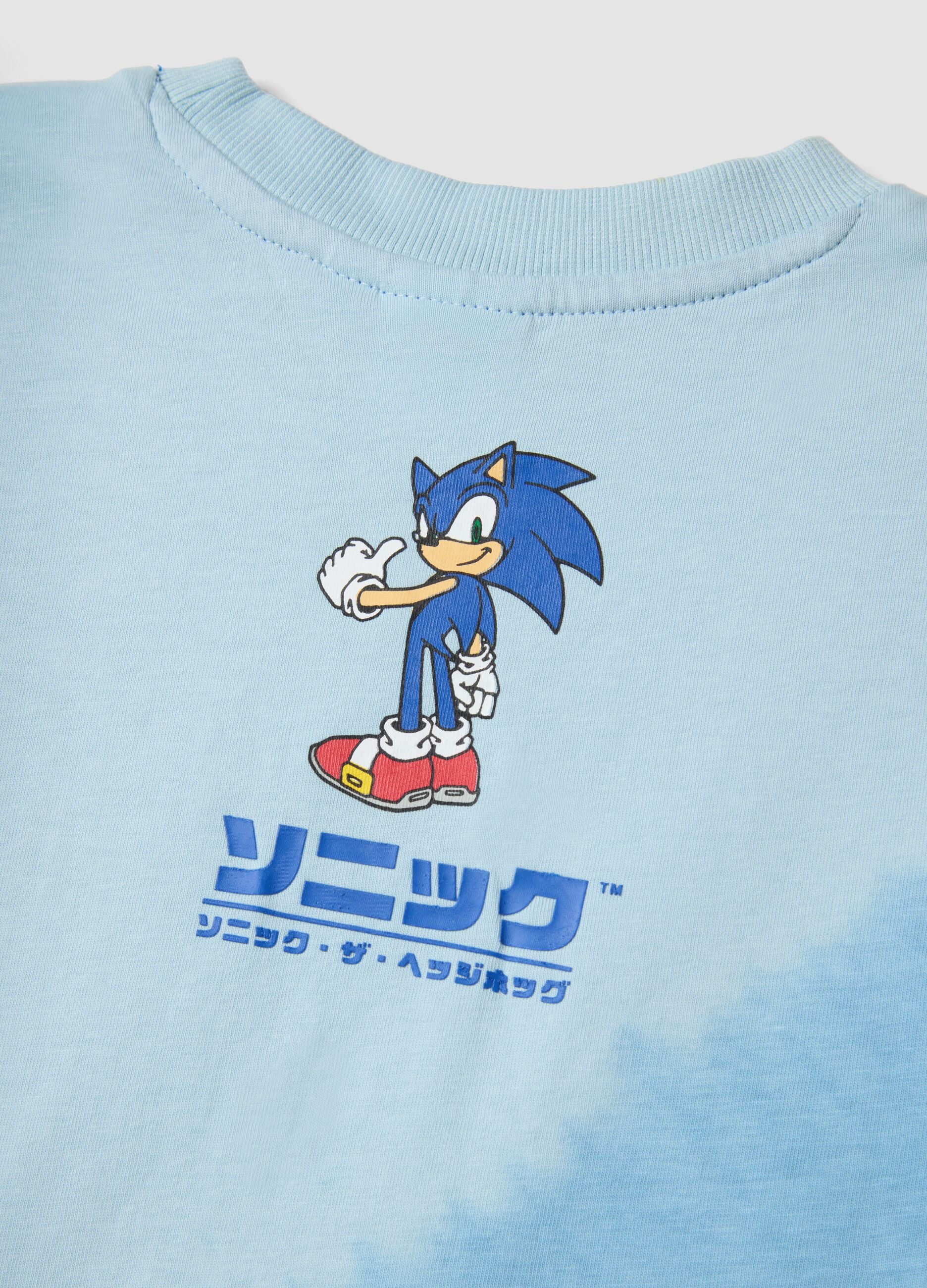 Blue pure cotton children's t-shirt regular fit with Sonic
