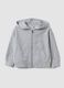 Grey hooded sweatshirt in pure organic cotton, oversized fit for baby girl_0