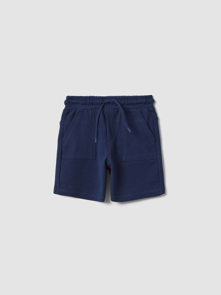 Shorts blu in cotone organico_0
