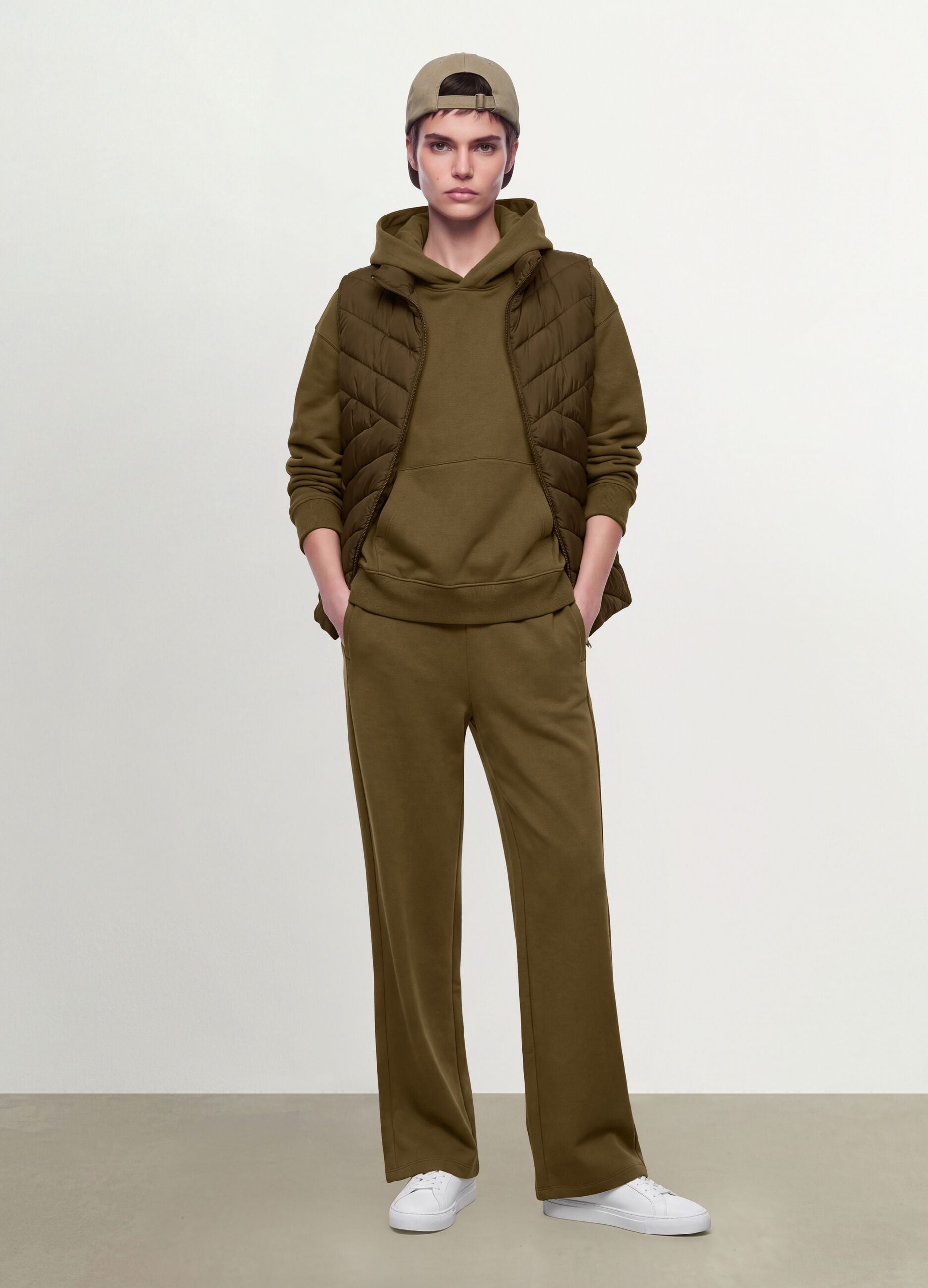 Green cotton-blend straight-fit joggers