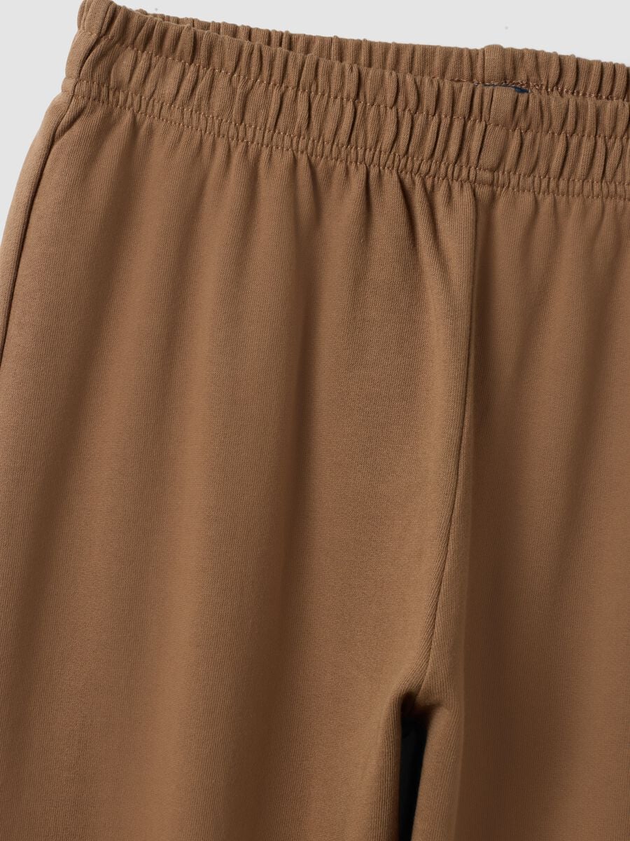 Brown jogger trousers in organic cotton and viscose blend for girls_4