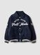 Blue varsity jacket with zip and racing print_0