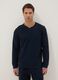 Blue long pyjama in pure cotton, regular fit with Henley collar_1