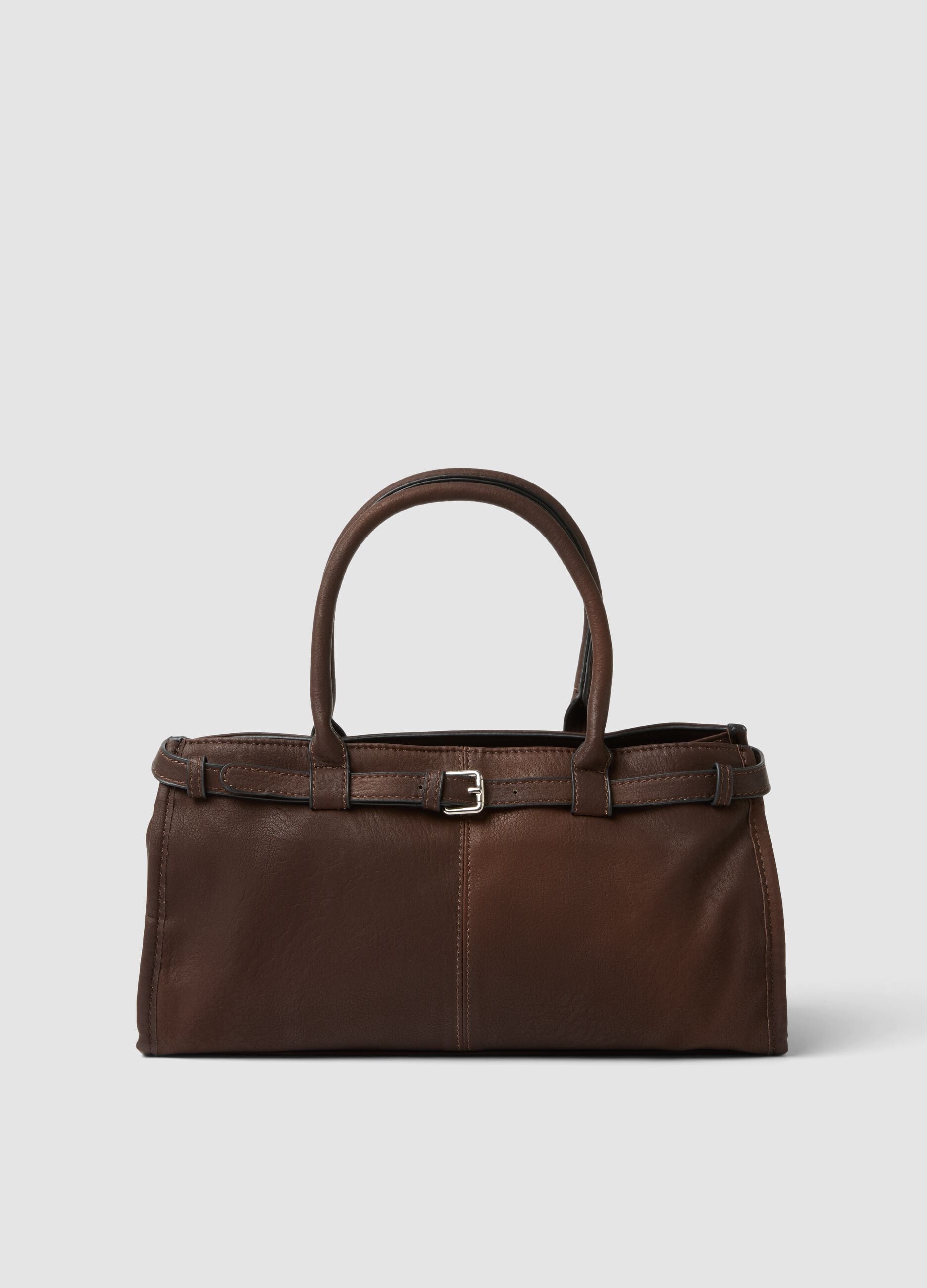 Brown handbag with removable shoulder strap