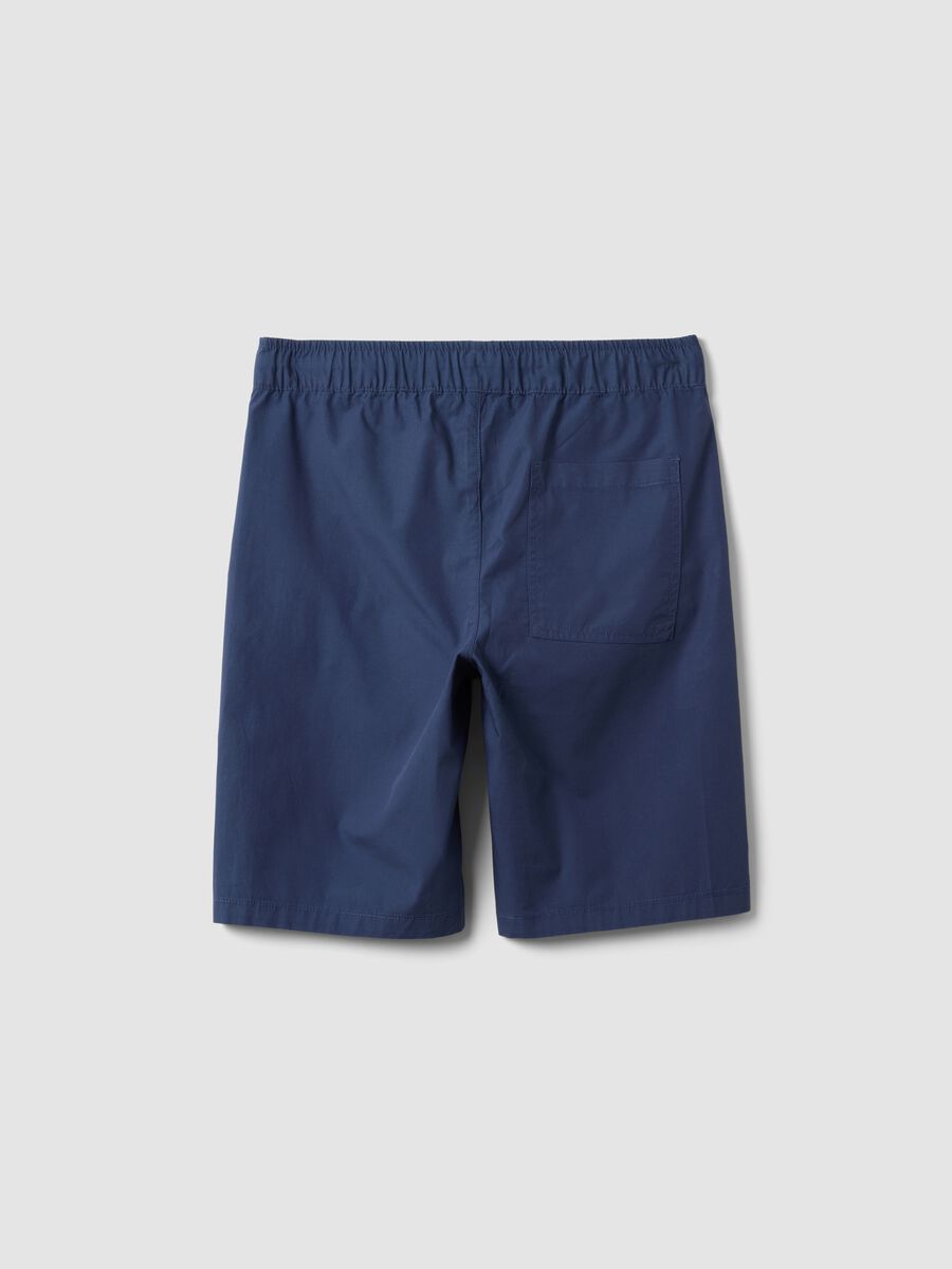 Blue pure cotton shorts with elasticated waist_4