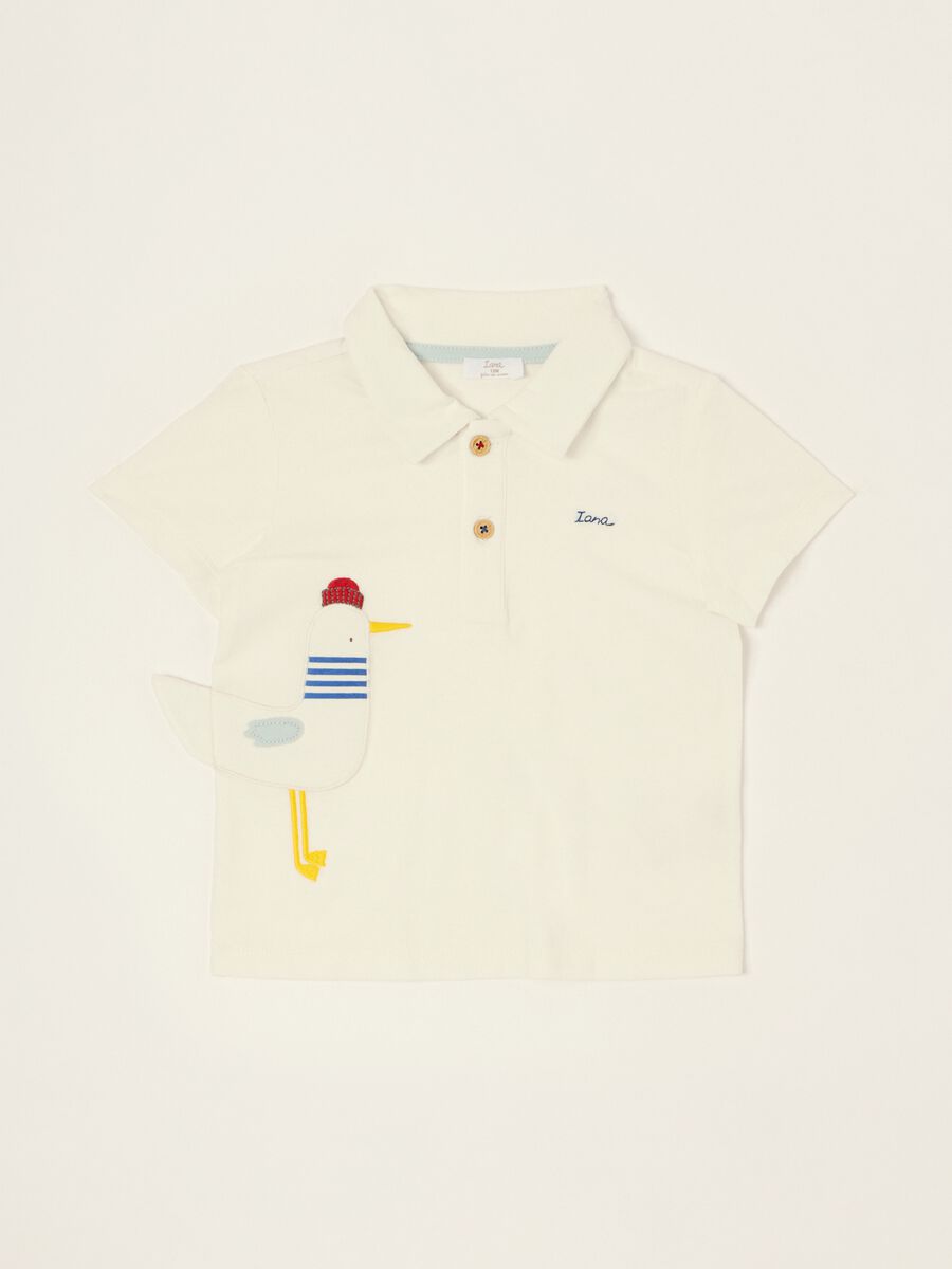 Polo bianca in cotone elasticizzato da neonato regular fit_0