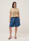 Blue pure lyocell shorts with elasticated waist, relaxed fit_0