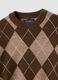 Brown diamond-pattern stretch wool crew-neck jumper_1