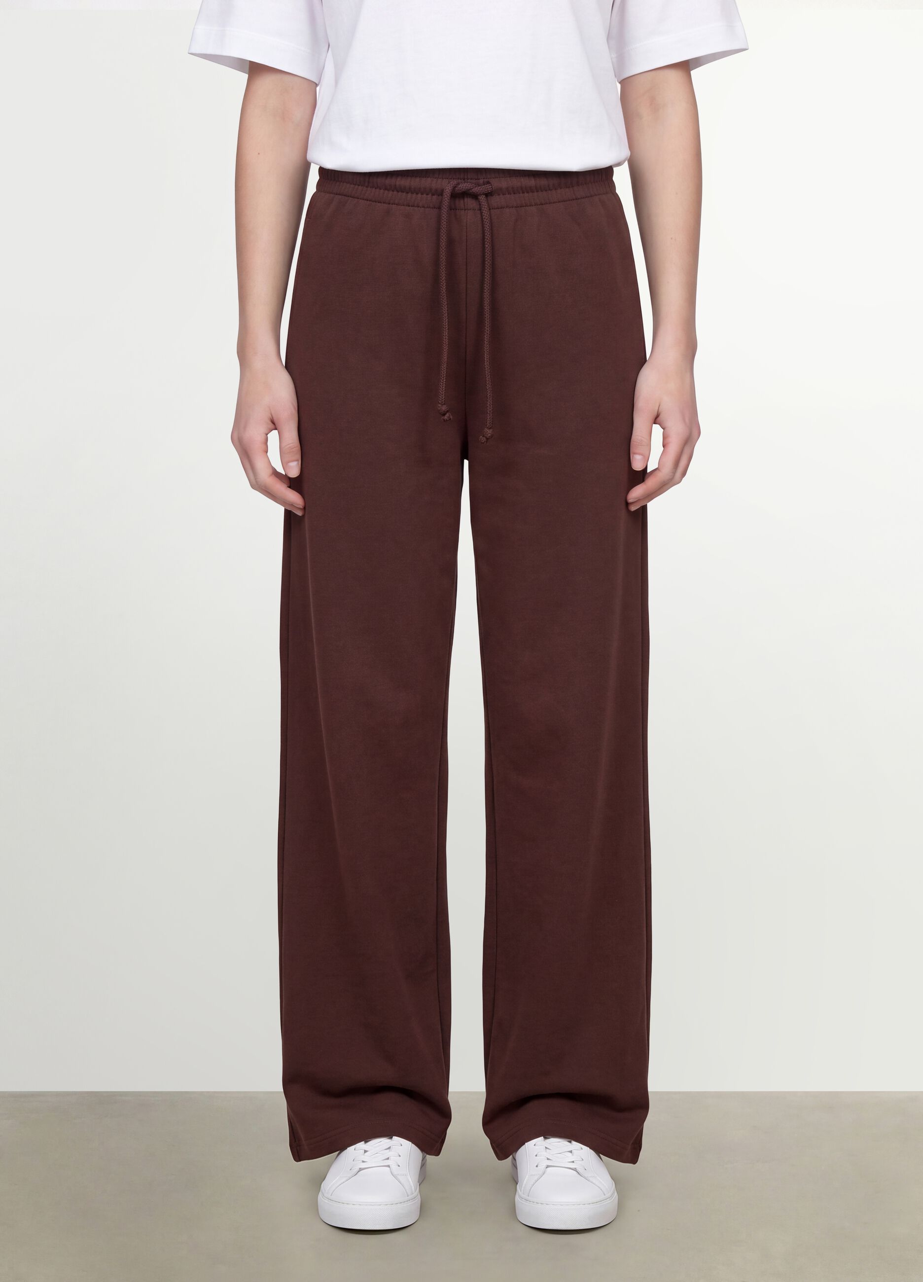 Brown baggy-fit pure cotton jogger trousers