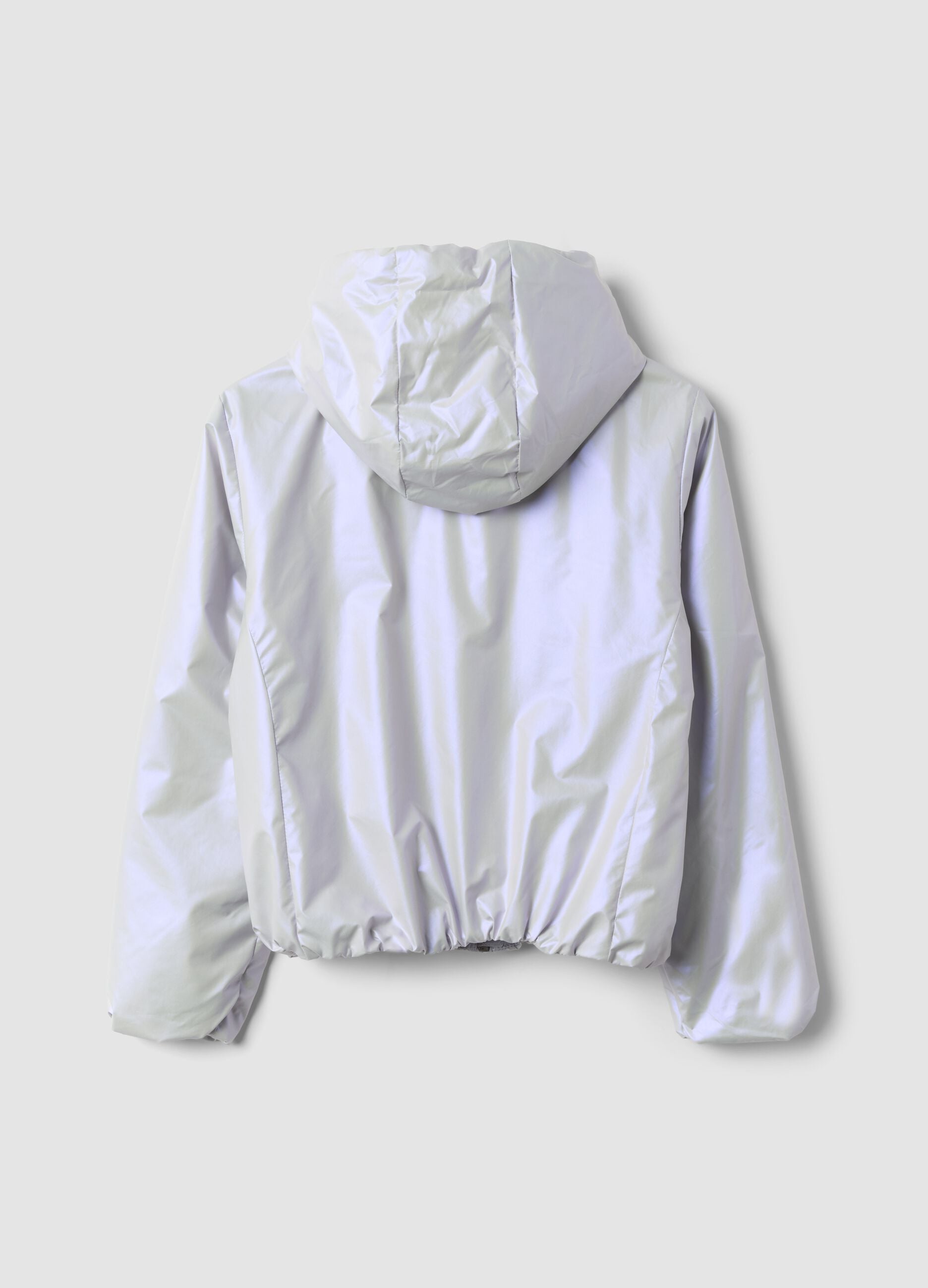 Grey hooded rain jacket with zip for girls