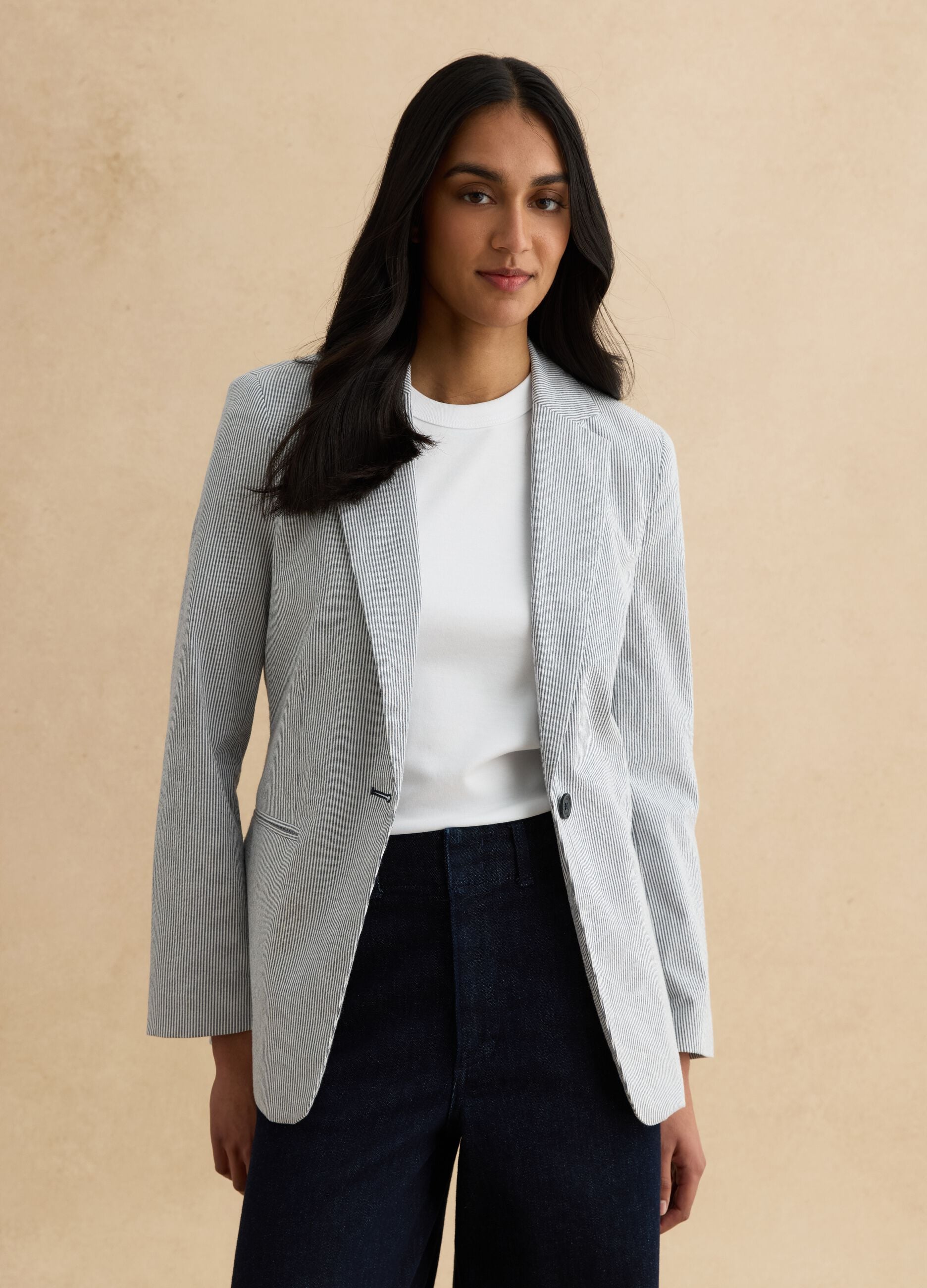 Grey Stretch Cotton Blazer