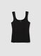 Black fitted stretch-cotton tank top_4