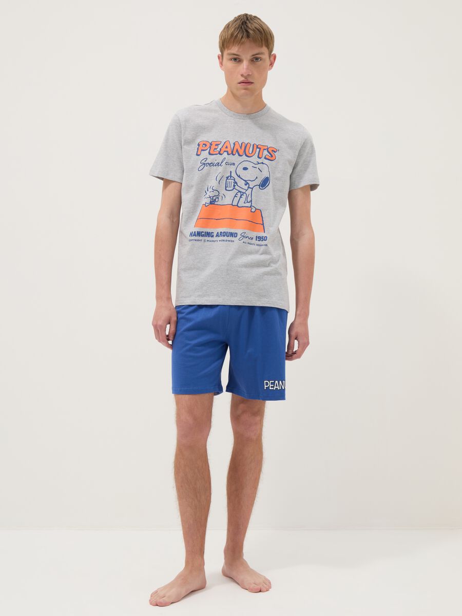 Men's grey short cotton pyjama set with Peanuts print, regular fit_0
