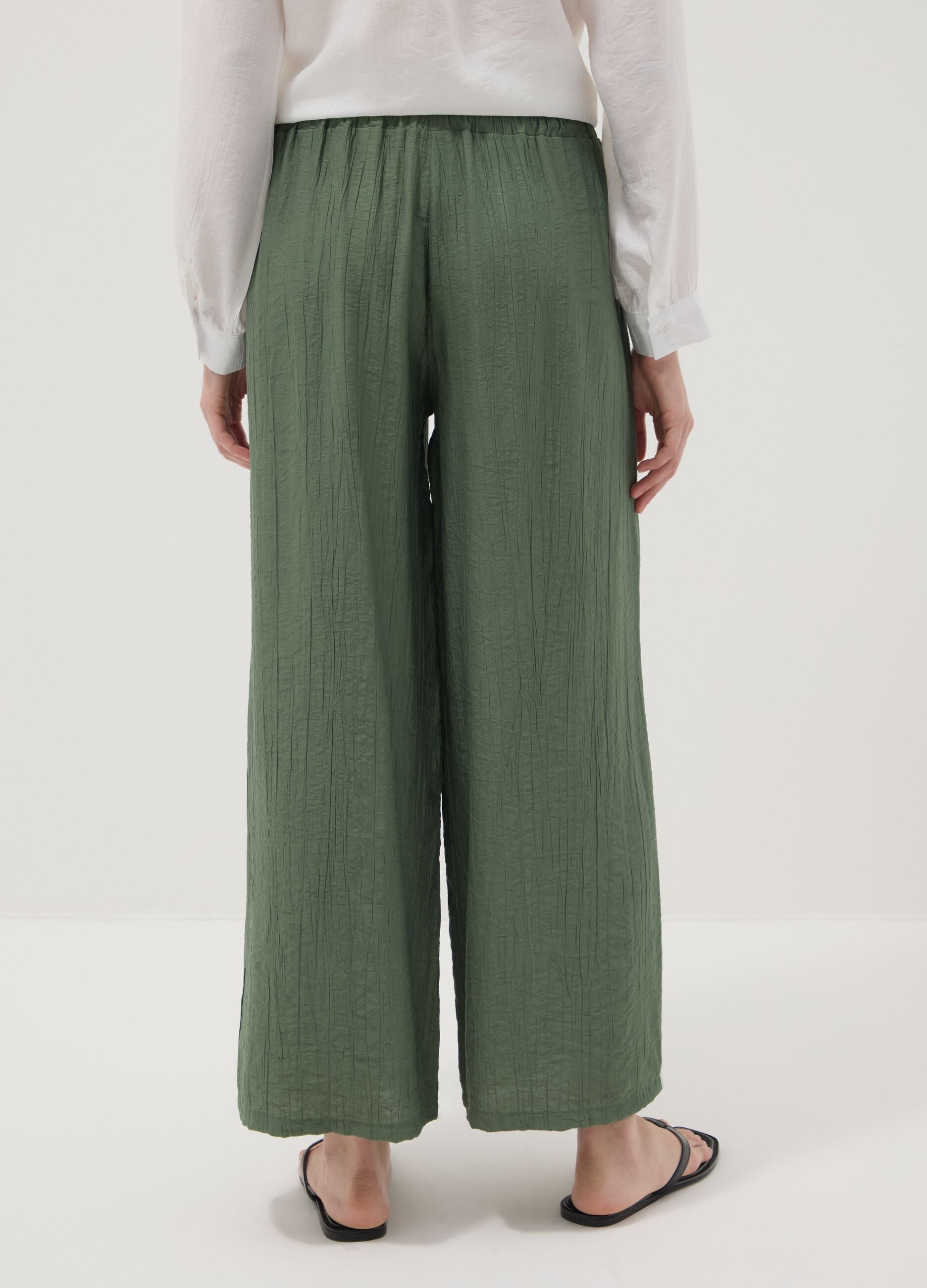 Green viscose-blend palazzo trousers