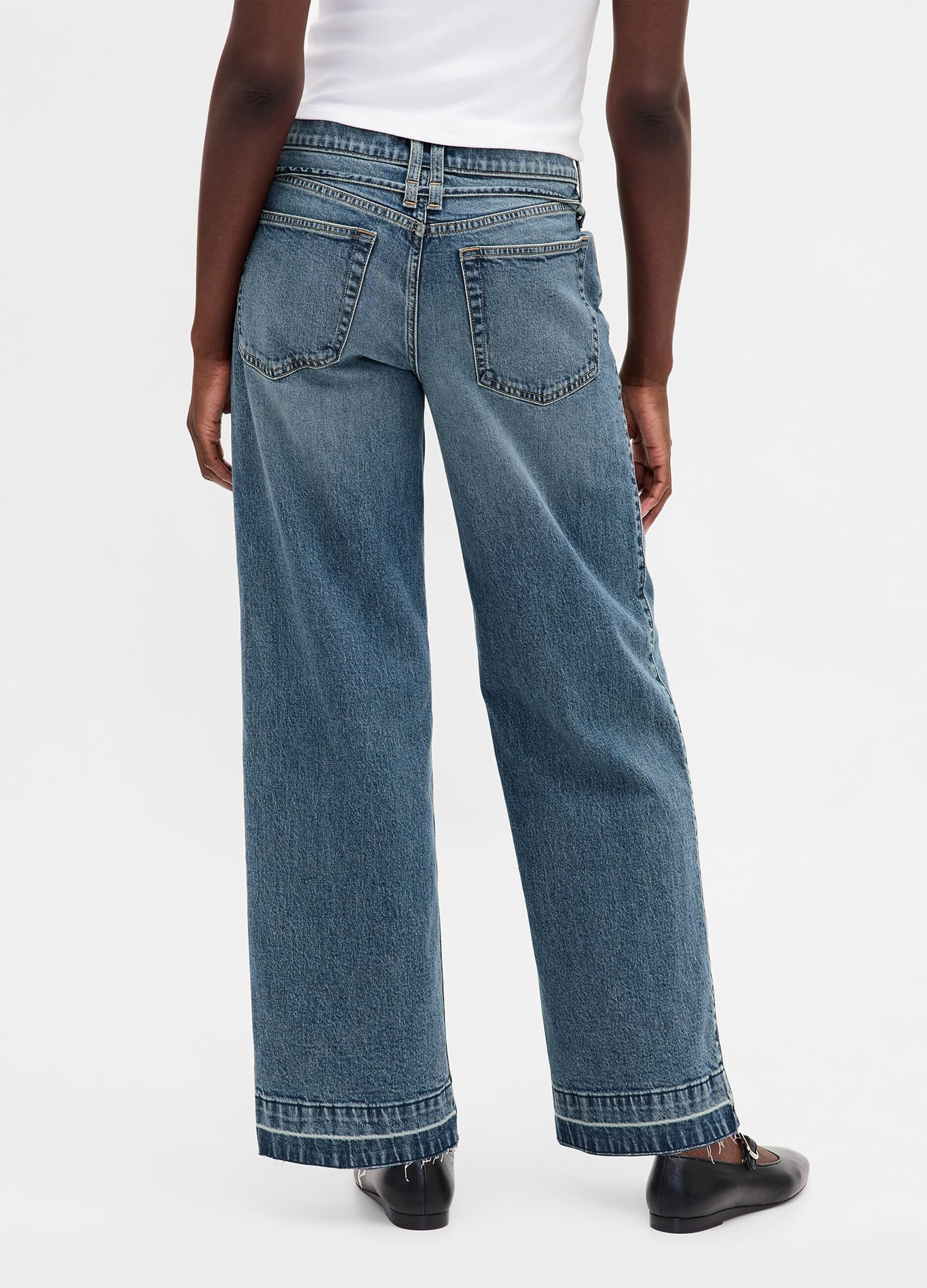 Blue Wide-Leg Denim Trousers