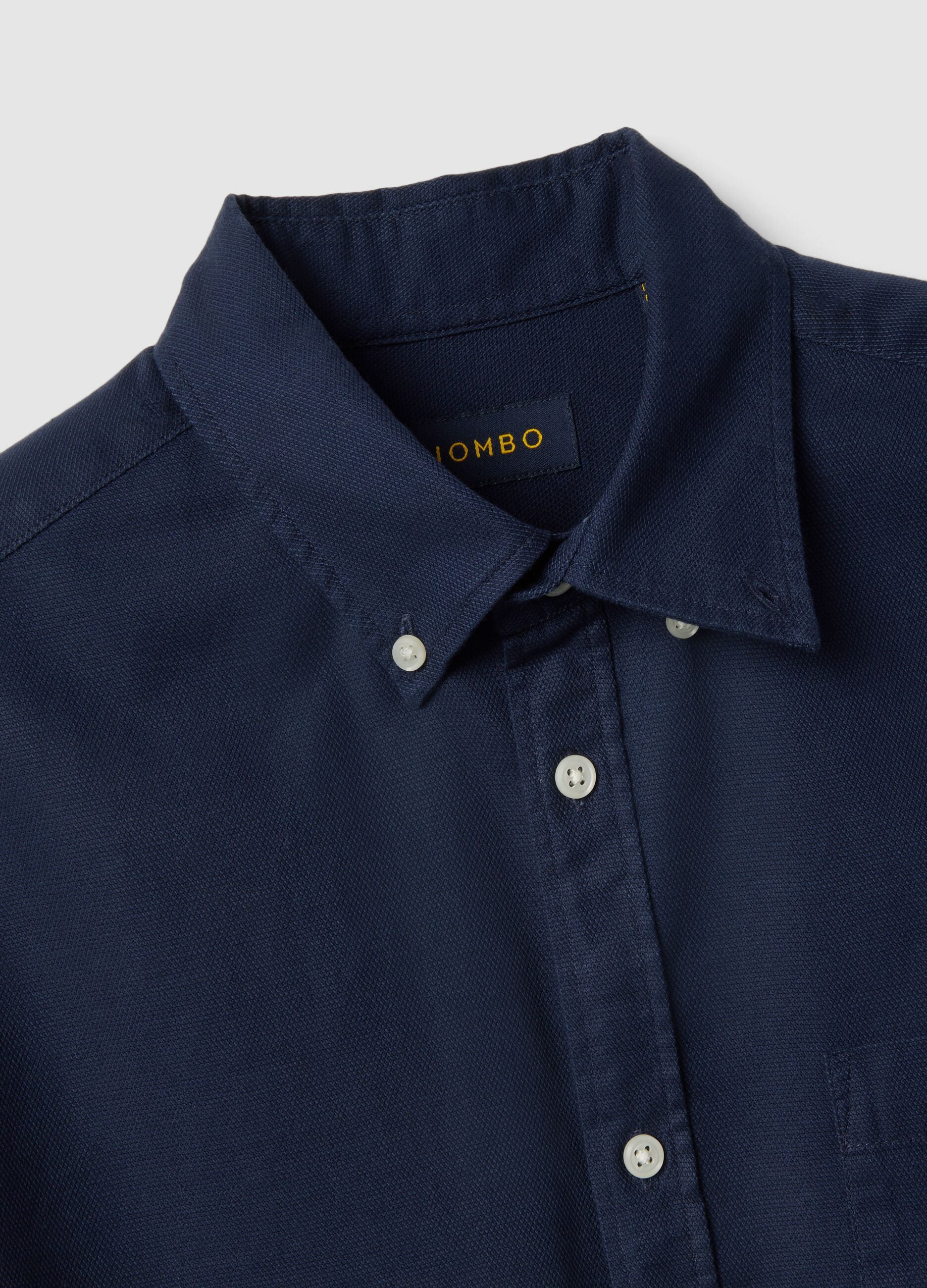 Long-sleeved blue shirt in pure cotton