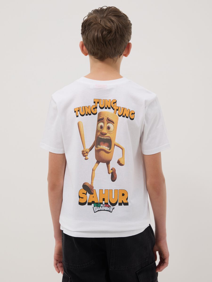T-shirt in puro cotone bianca da ragazzo regular fit con stampe_1