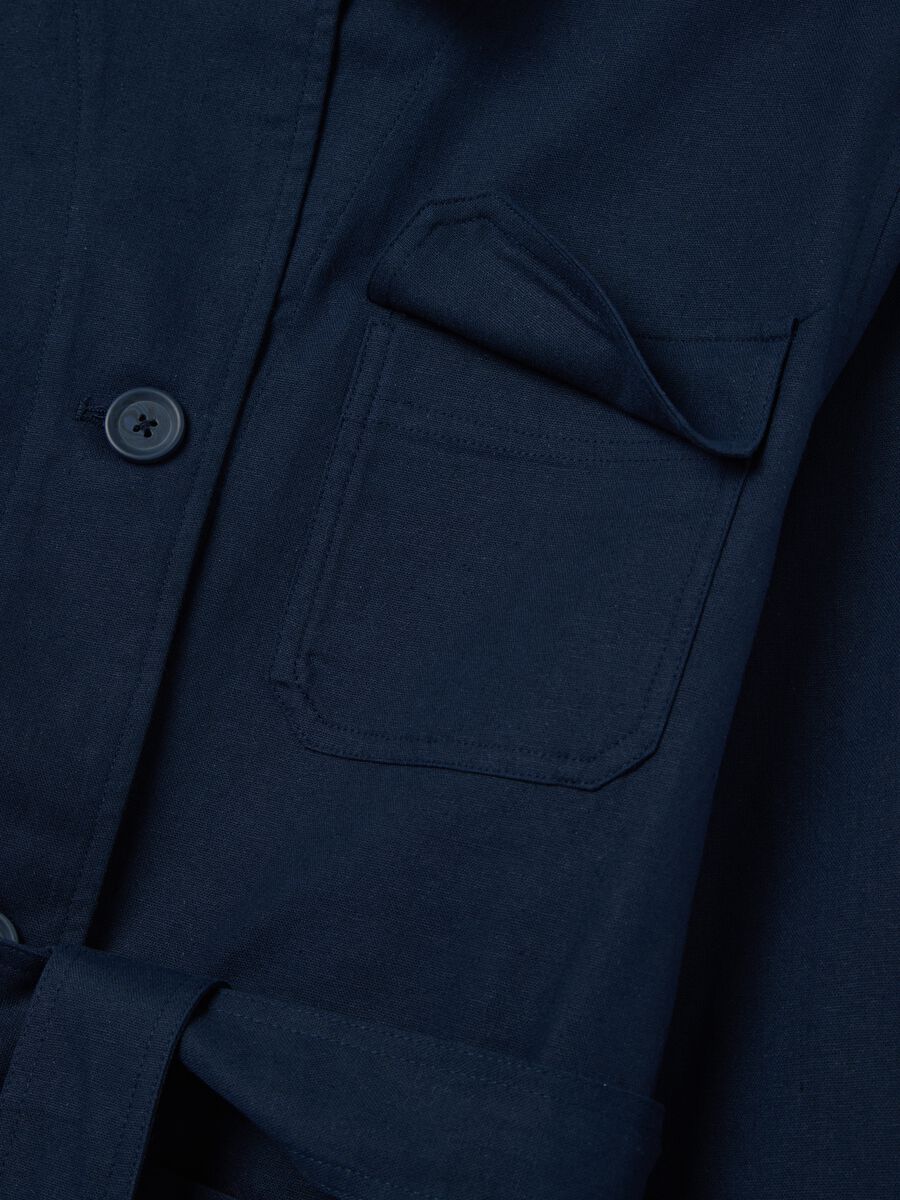Women&rsquo;s blue regular-fit jacket in cotton and linen blend_5