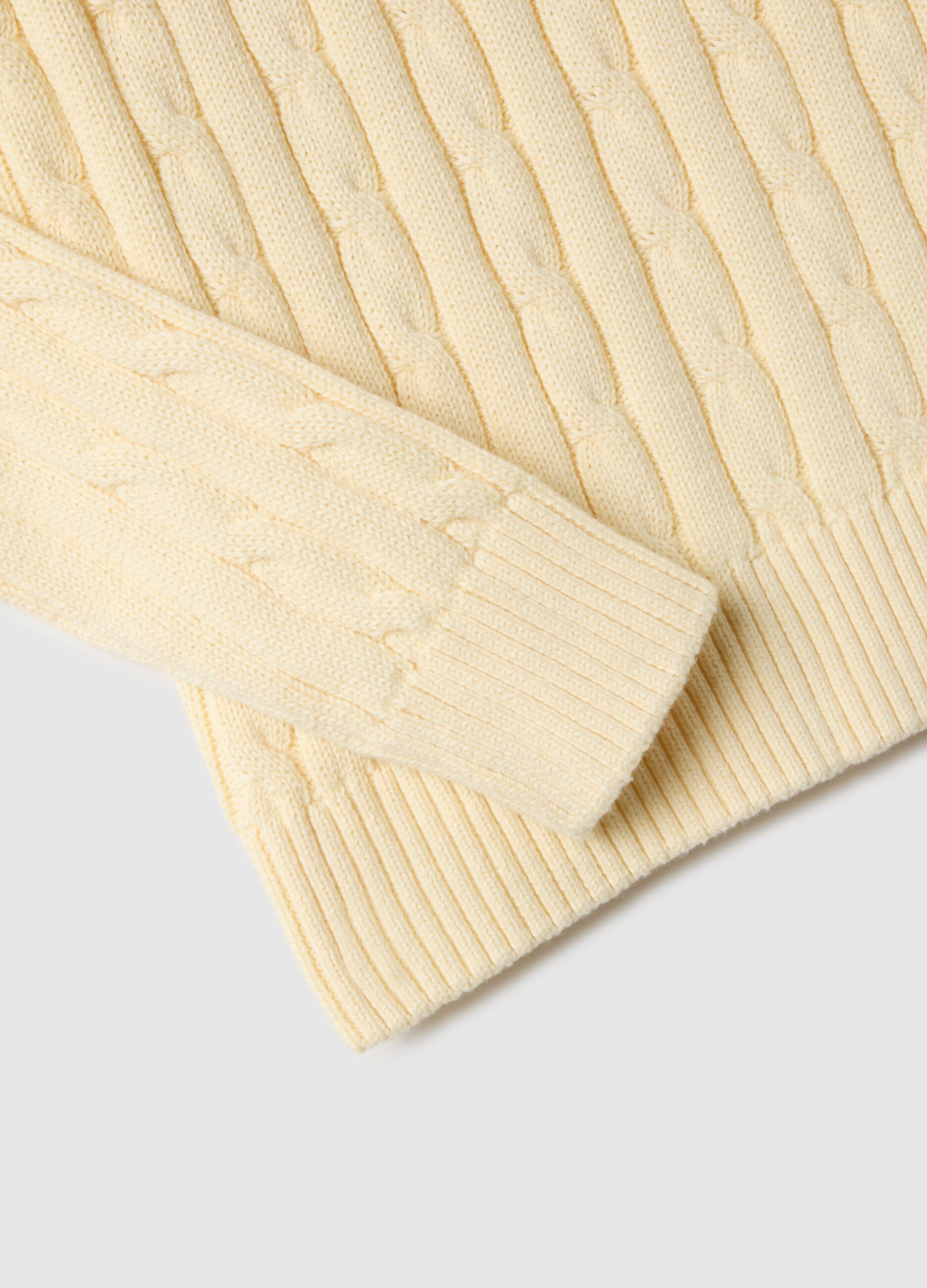 Yellow pure cotton regular fit cable knit jumper